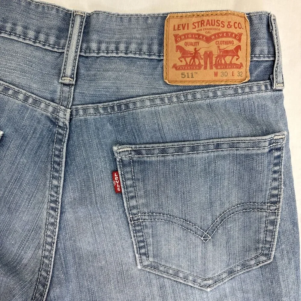 Levi's 511 Jeans Men’s 30x32 Blue Slim Fit Straight Leg Light Wash Denim